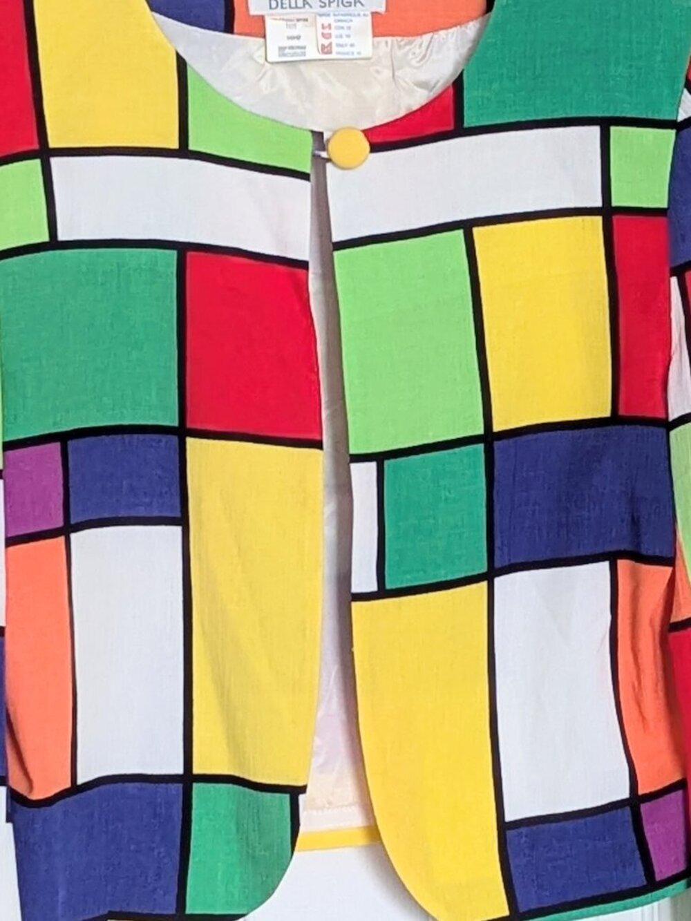 Della Spiga Women's (10/12) Bright Colorful Geometric Pattern Blazer/Jacket - Picture 3 of 14